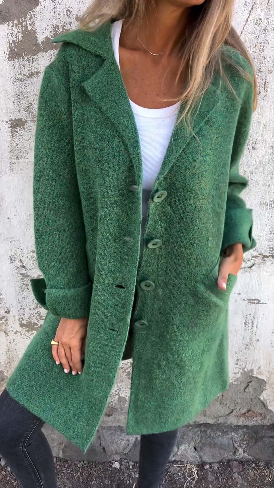 Casual Lapel Wool Single Breasted Long Coat - Image 2