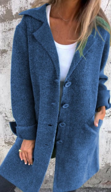 Casual Lapel Wool Single Breasted Long Coat - Image 5