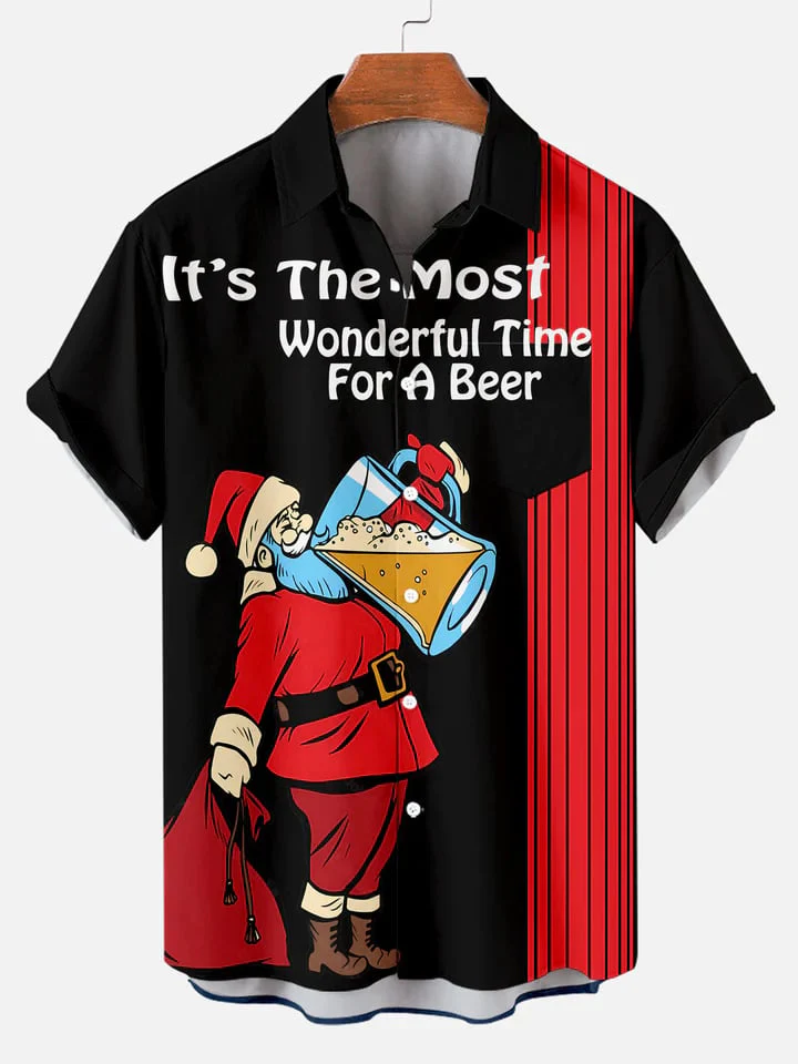CHRISTMAS PRINT FASHION SHORT SLEEVE SHIRT - Image 3