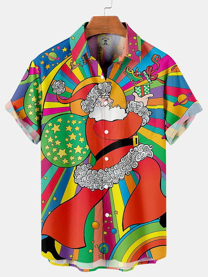 CHRISTMAS PRINT FASHION SHORT SLEEVE SHIRT - Image 8