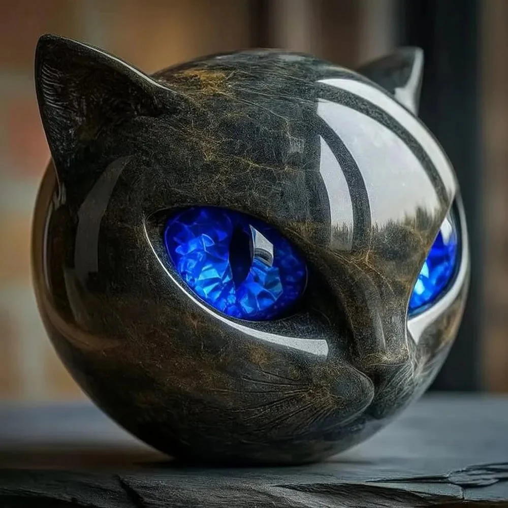 đâŹLuxury Black Cat Stone Sculpture â Elegant Home Decoration & Gift-Ready Art Piece - Image 2