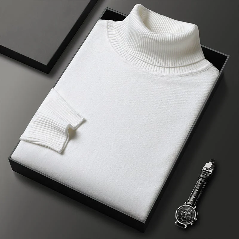 Men's Solid Color Turtleneck Sweater - Image 6