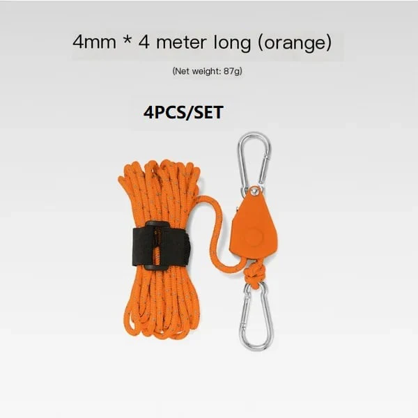 Portable Adjustable Fix Tent High Strength Fast Release Pulley Camping Rope(4 Pcs/Set) - Image 7