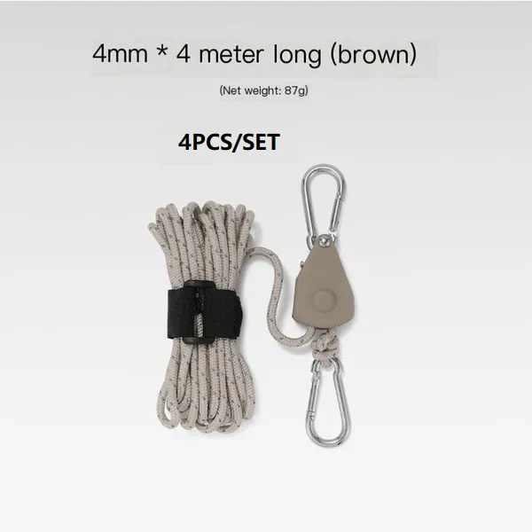 Portable Adjustable Fix Tent High Strength Fast Release Pulley Camping Rope(4 Pcs/Set) - Image 9