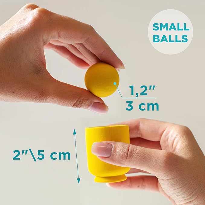 Rainbow Balls in Cups Toddler Montessori Toys, Kids Preschool Wooden Matching Games for Learning Color Sorting and Counting - Image 3
