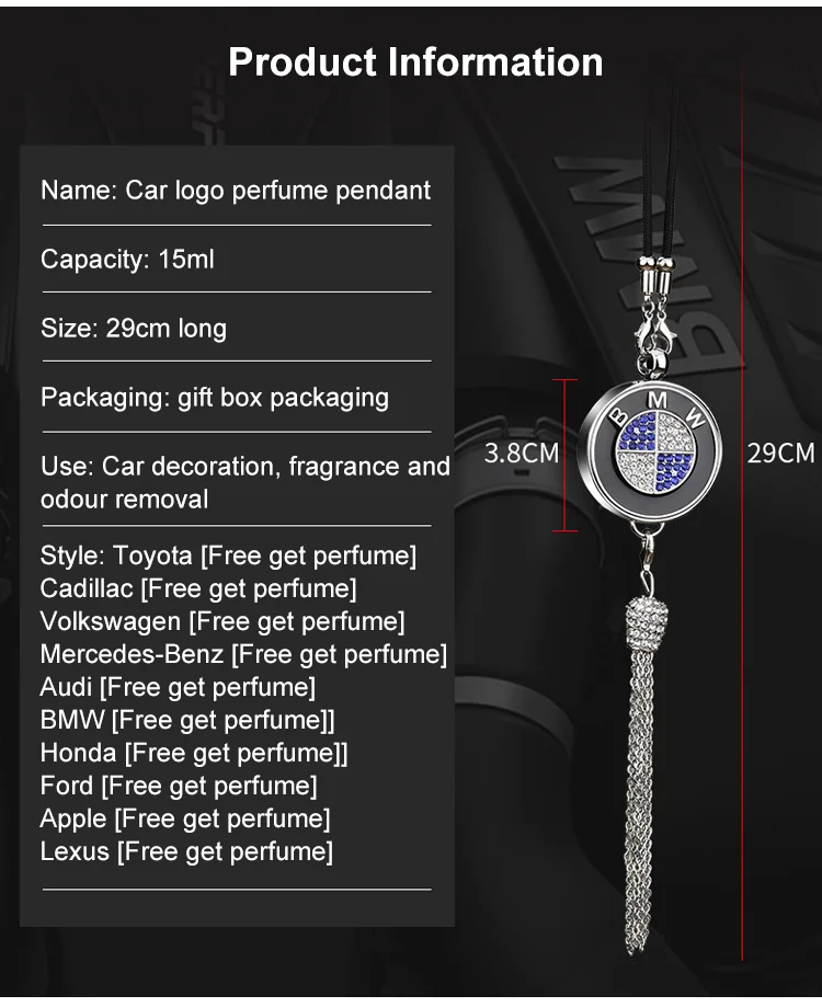 Rearview Mirror Diamond Perfume Pendant - Image 32