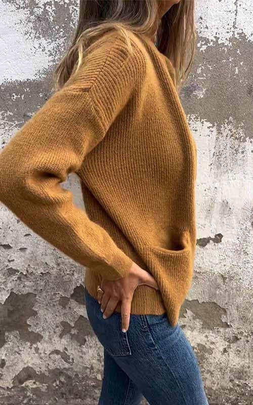 Round Neck Zipper Knitted Jacket - Image 8