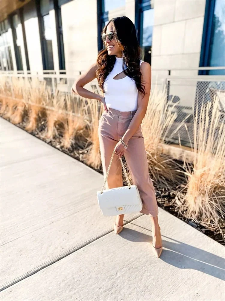 đ„Last Day 48% OFFđ„Tummy Control Twill Cropped Wide Leg Pant - Image 11