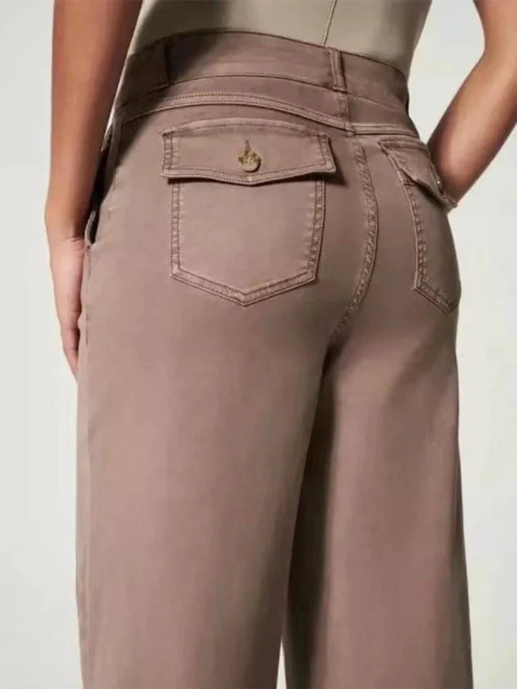 đ„Last Day 48% OFFđ„Tummy Control Twill Cropped Wide Leg Pant - Image 9