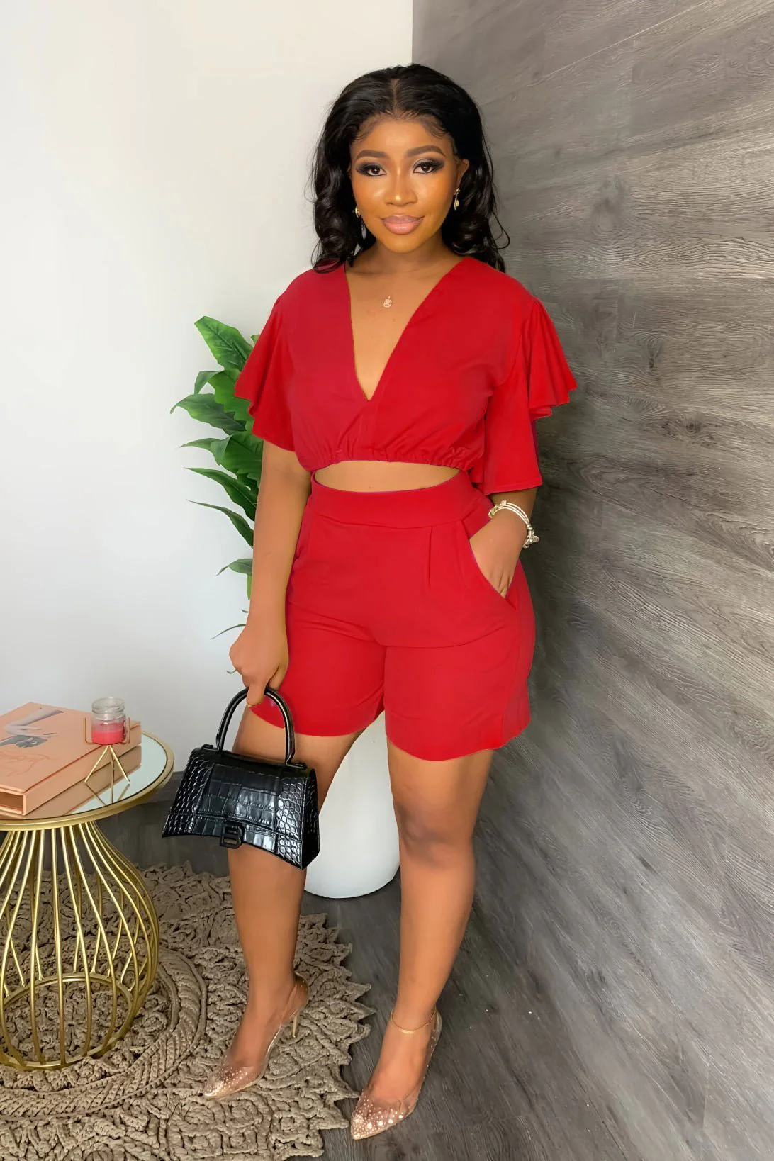 💓V Neck Ruffled Casual Two Piece Shorts Set - Image 12